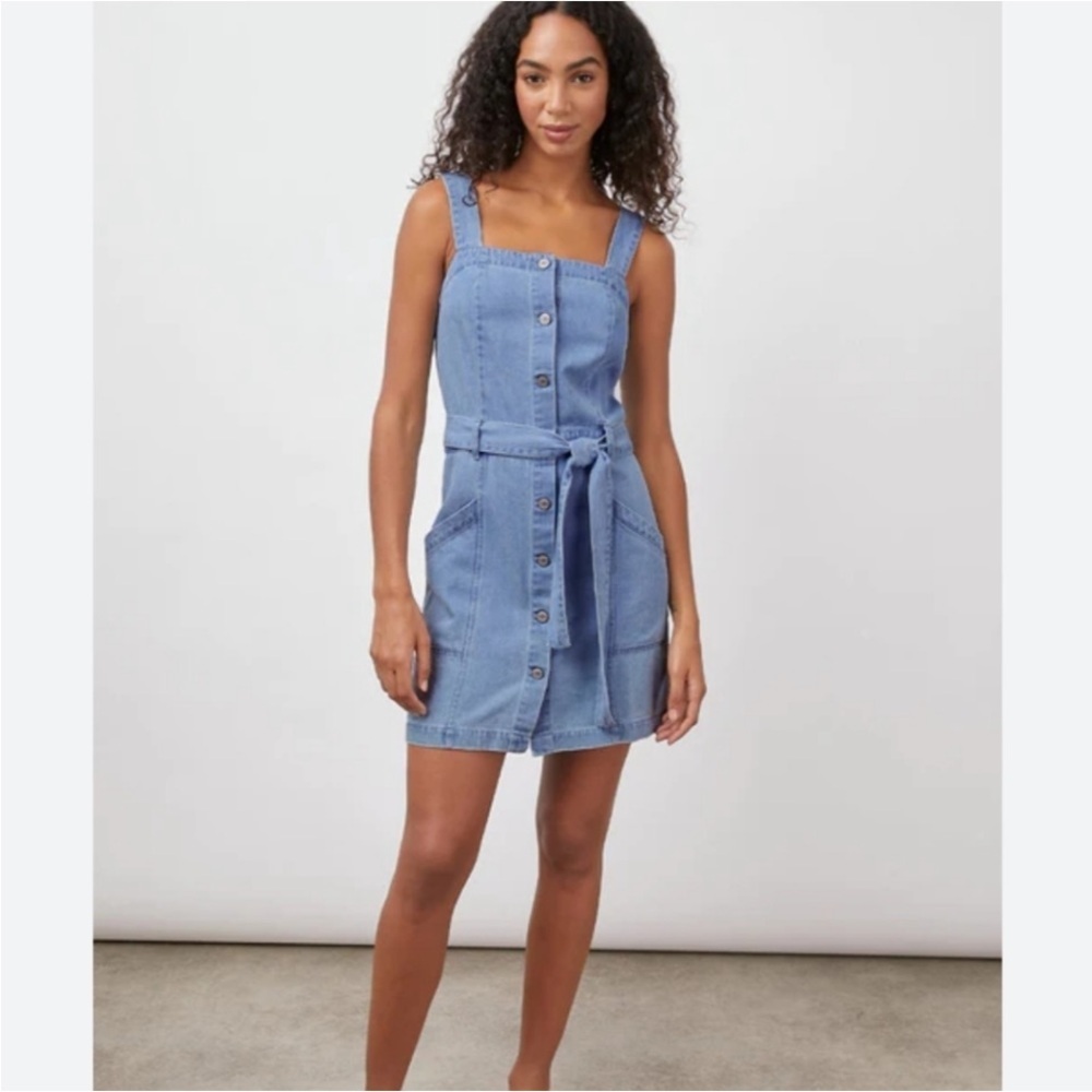 Rails Anita Denim Mini Dress XL NWT Ocean Wash Belted Button Front $198